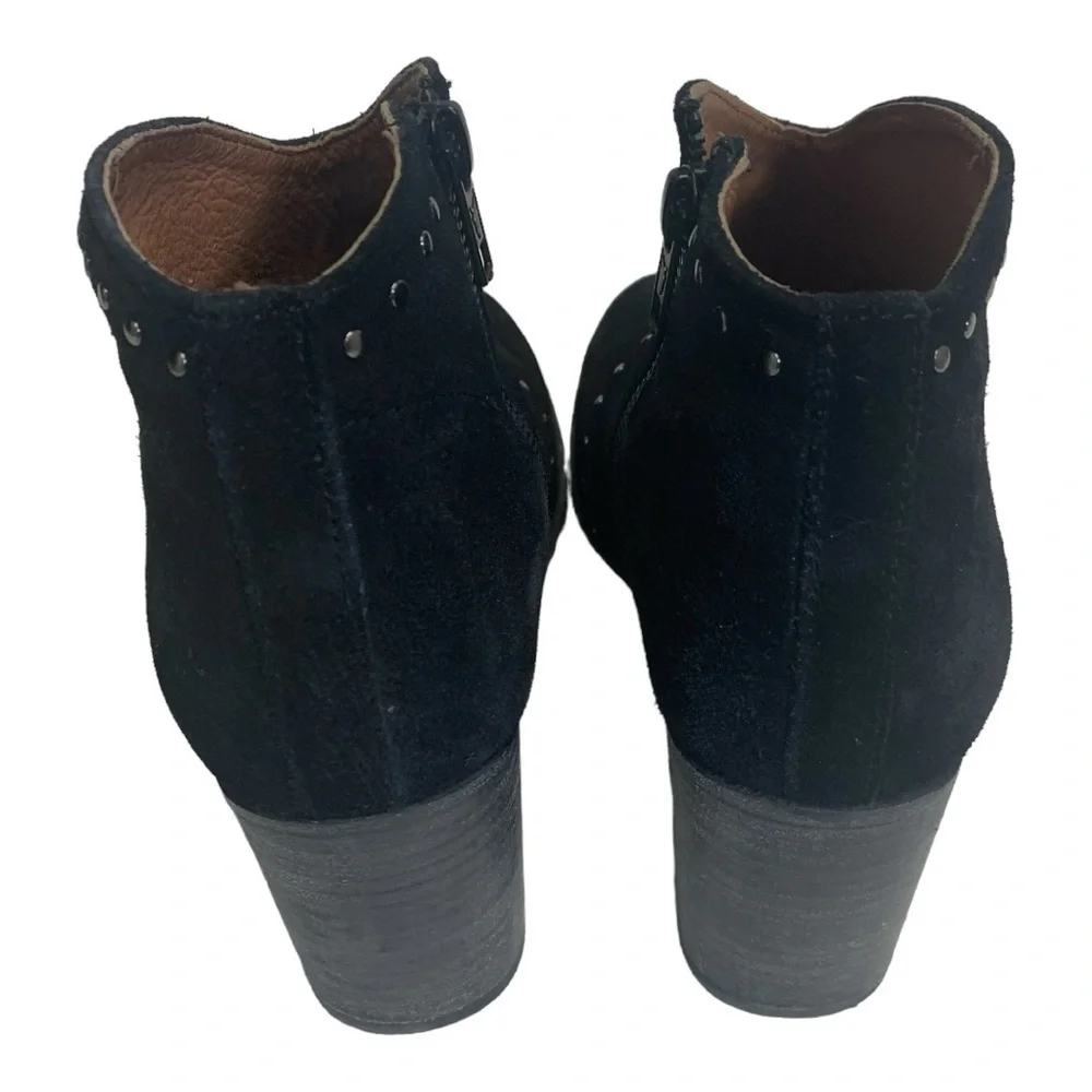 FRYE Women's Short Boots with Studded Detail Black Suede Short Booties Zipper - Picture 5 of 9